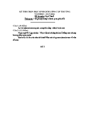 Đề thi học sinh giỏi cấp trường Ngữ văn lớp 8 - Năm học 2015-2016